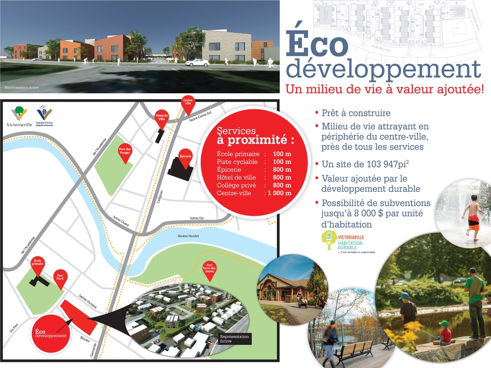 Affiche du projet d'écoquartier à Victoriaville